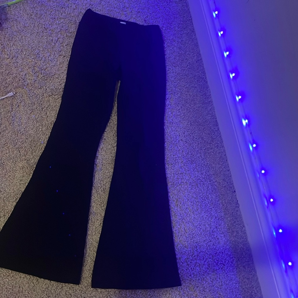 Black flared leggings